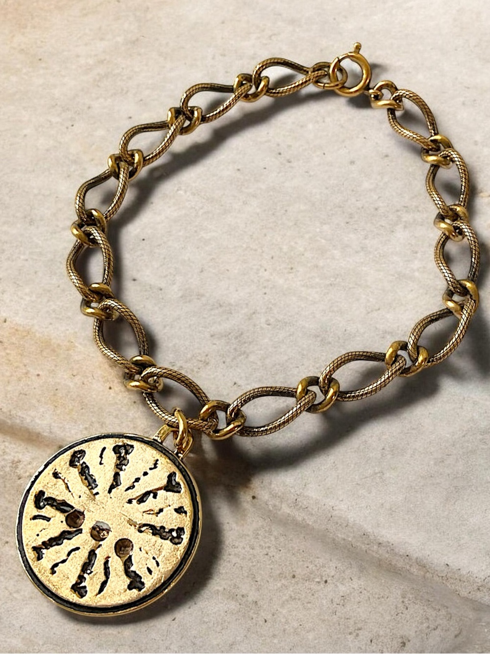 Vintage Octanner Gold Filled Chain Link Charm Bracelet 7”